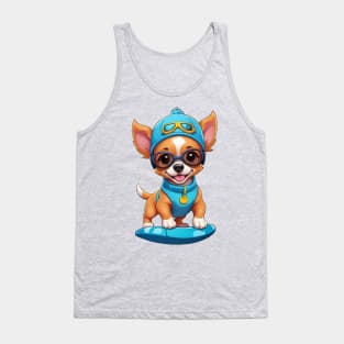 Cute Puppy Splashing in Water Tank Top